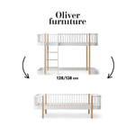 OLIVER FURNITURE-041712 - Kit De Conversion Original, Lit Mezzanine Mi-haut 128/138 Cm - En Lit Banquette, Blanc/chêne