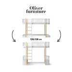 OLIVER FURNITURE-041714 - Kit De Conversion Original, Lit Mezzanine Mi-haut 128/138 Cm - En Lit Mezzanine Haut, Blanc/chêne