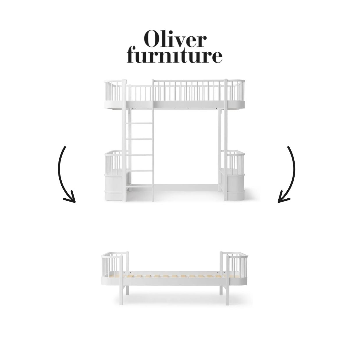 OLIVER FURNITURE-041717 - Kit De Conversion Original, Lit Mezzanine Haut - En Lit, Blanc