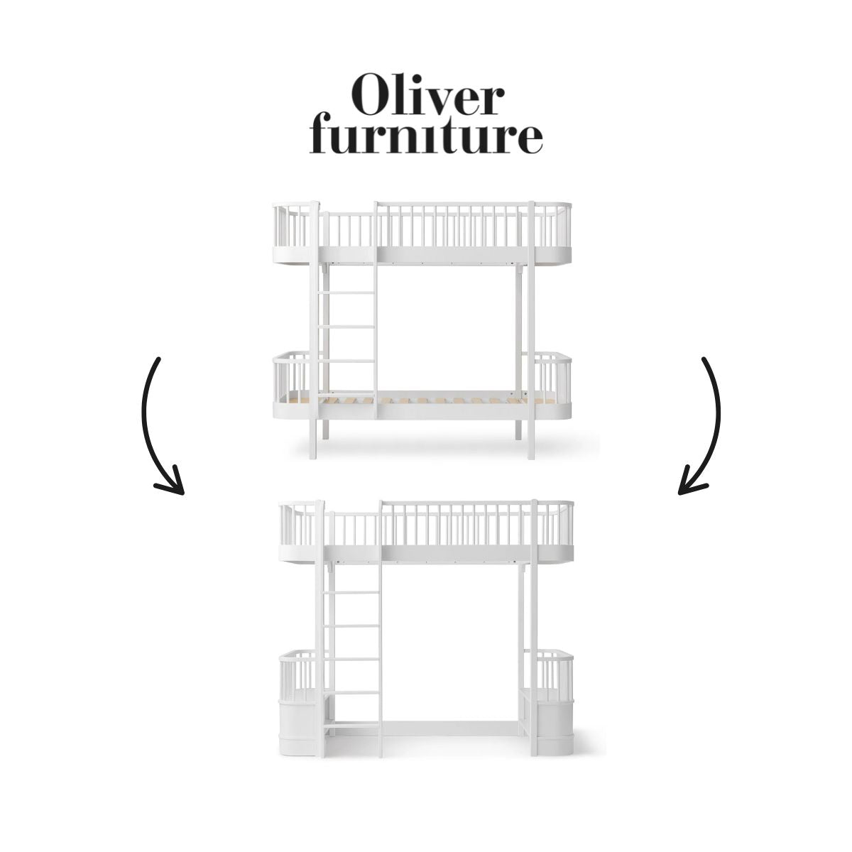 OLIVER FURNITURE-041727 - Kit De Conversion Original, Lit Superposé - En Lit Mezzanine Haut, Blanc