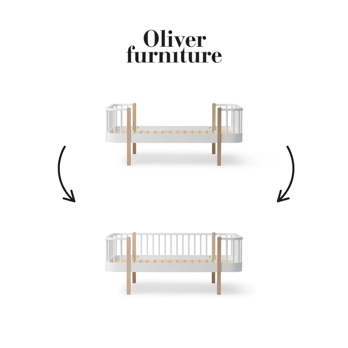 OLIVER FURNITURE-041729 - Kit De Conversion Original, Lit Junior - En Lit Junior Banquette, Blanc/chêne