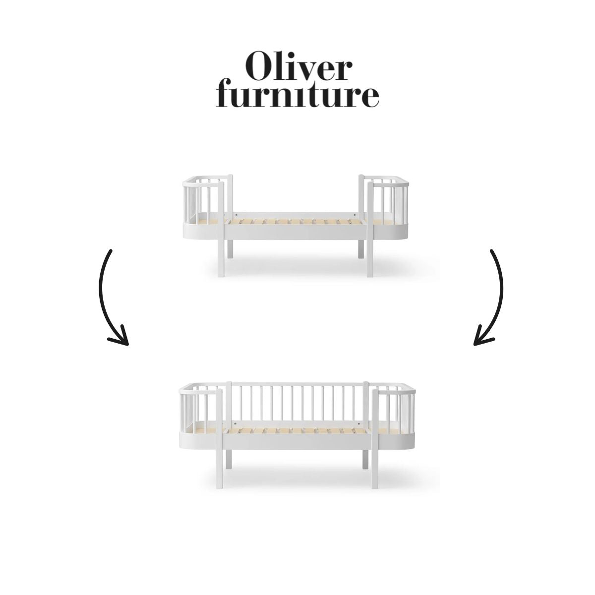 OLIVER FURNITURE-041730 - Kit De Conversion Original, Lit Junior - En Lit Junior Banquette, Blanc