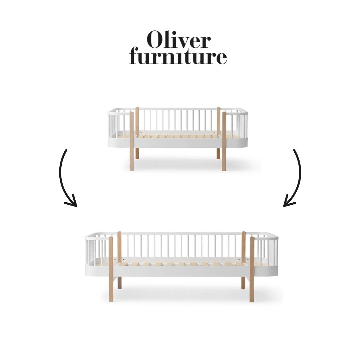 OLIVER FURNITURE-041731 - Kit De Conversion Original, Lit Junior Banquette - En Lit Banquette, Blanc/chêne