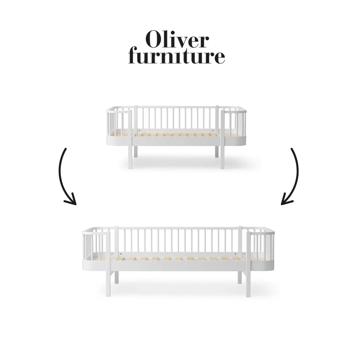 OLIVER FURNITURE-041732 - Kit De Conversion Original, Lit Junior Banquette - En Lit Banquette, Blanc