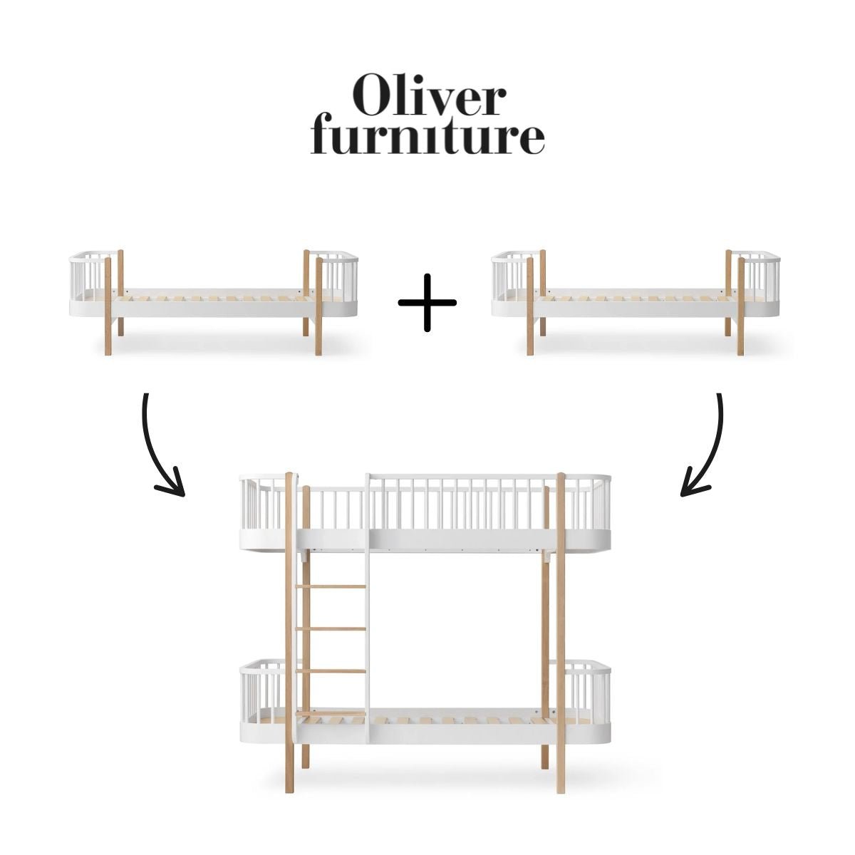 OLIVER FURNITURE-041743 - Kit De Conversion Original, 2 Lits – En Lit Superposé, Blanc/chêne