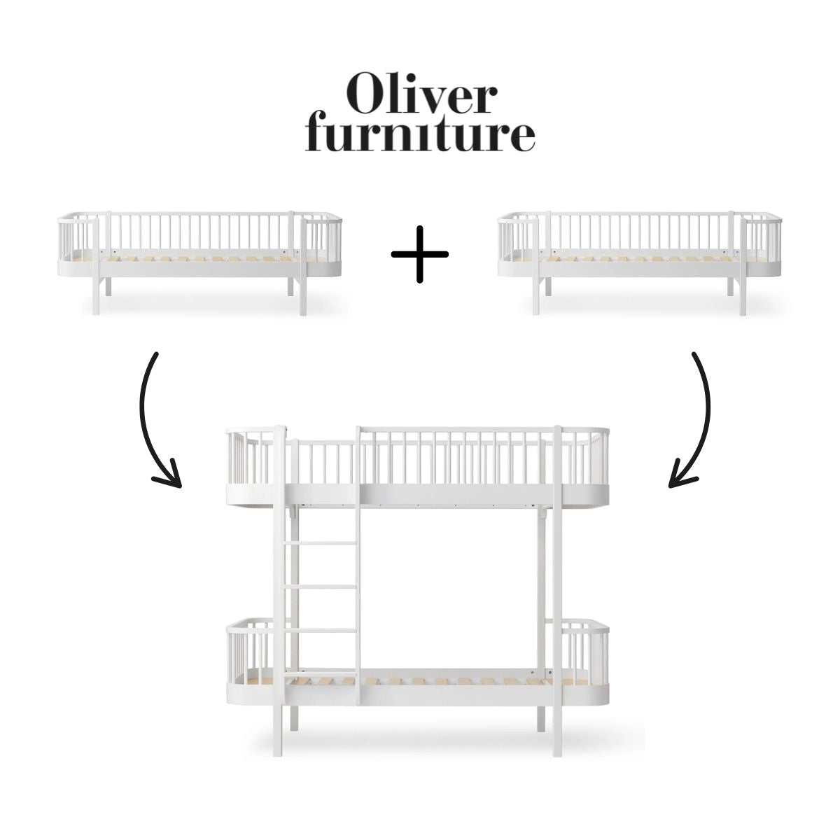 OLIVER FURNITURE-041744 - Kit De Conversion Original, 2 Lits Banquette – En Lit Superposé, Blanc
