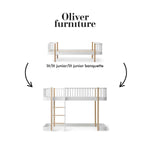 OLIVER FURNITURE-041747 - Kit De Conversion Original, Lit/lit Junior/lit Junior Banquette - En Lit Mezzanine Mi-haut 138 Cm, Blanc/chêne