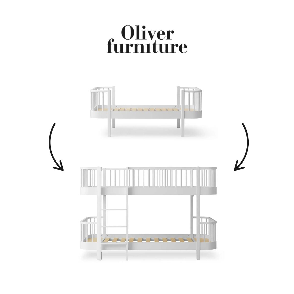 OLIVER FURNITURE-041756 - Kit De Conversion Original, Lit Junior - En Lit Superposé Mi-haut, Blanc