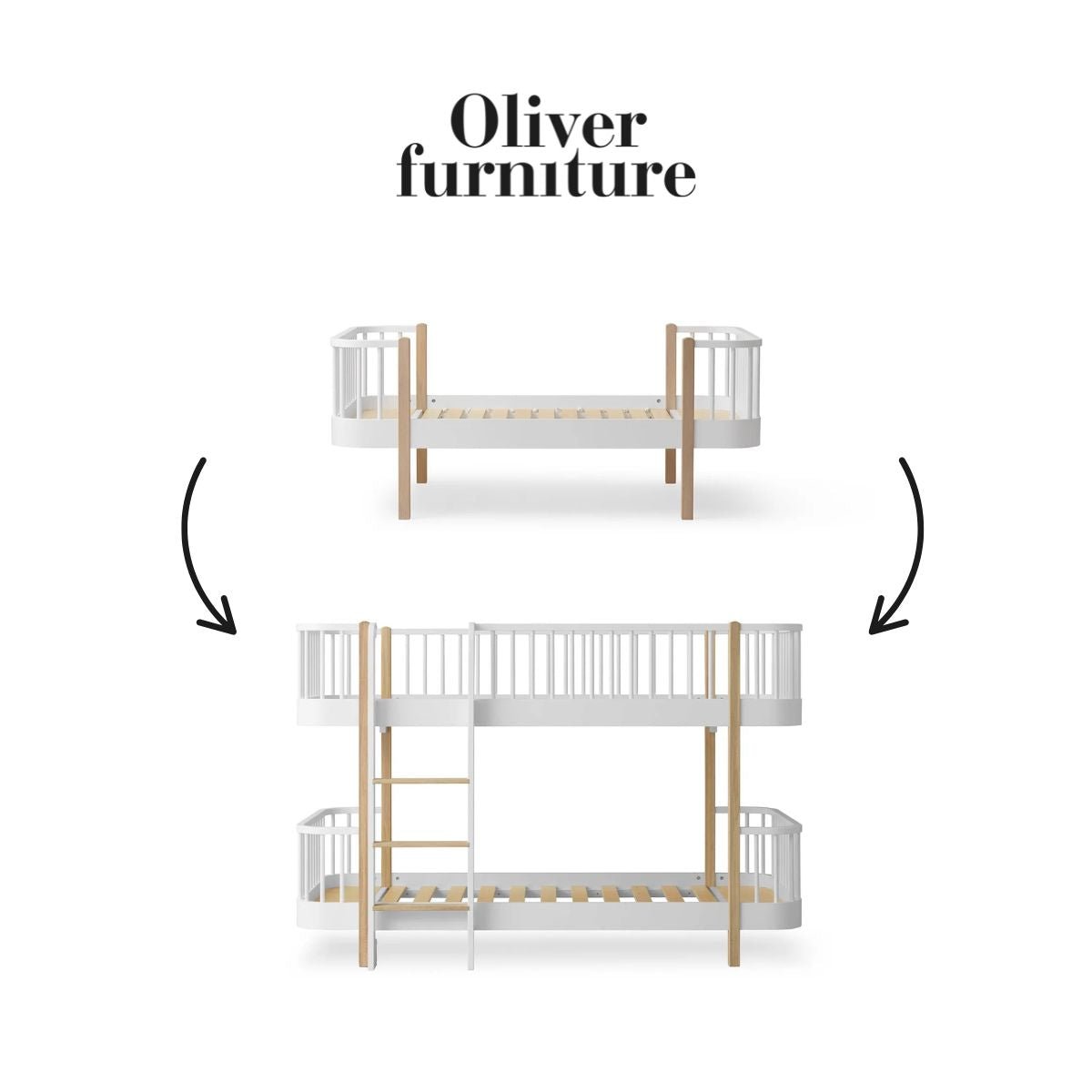 OLIVER FURNITURE-041757 - Kit De Conversion Original, Lit Junior - En Lit Superposé Mi-haut, Blanc/chêne