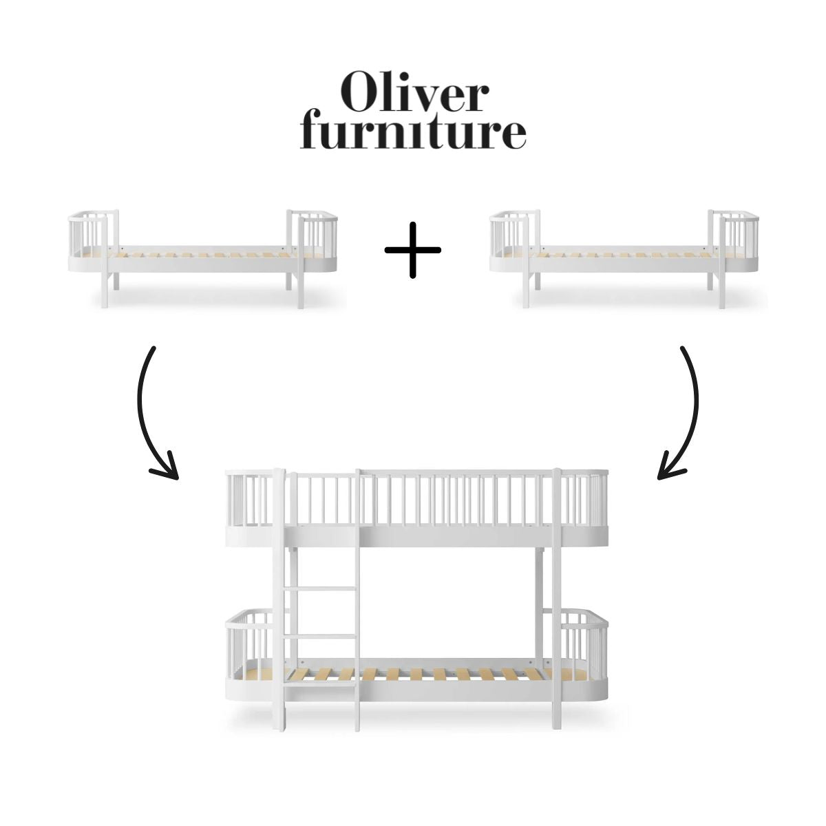 OLIVER FURNITURE-041760 - Kit De Conversion Original, 2 Lits – En Lit Superposé Mi-haut, Blanc