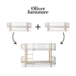 OLIVER FURNITURE-041763 - Kit De Conversion Original, 2 Lits Banquette – En Lit Superposé Mi-haut, Blanc/chêne