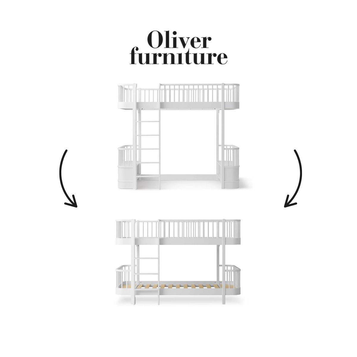 OLIVER FURNITURE-041766 - Kit De Conversion Original, Lit Mezzanine Haut - En Lit Superposé Mi-haut, Blanc