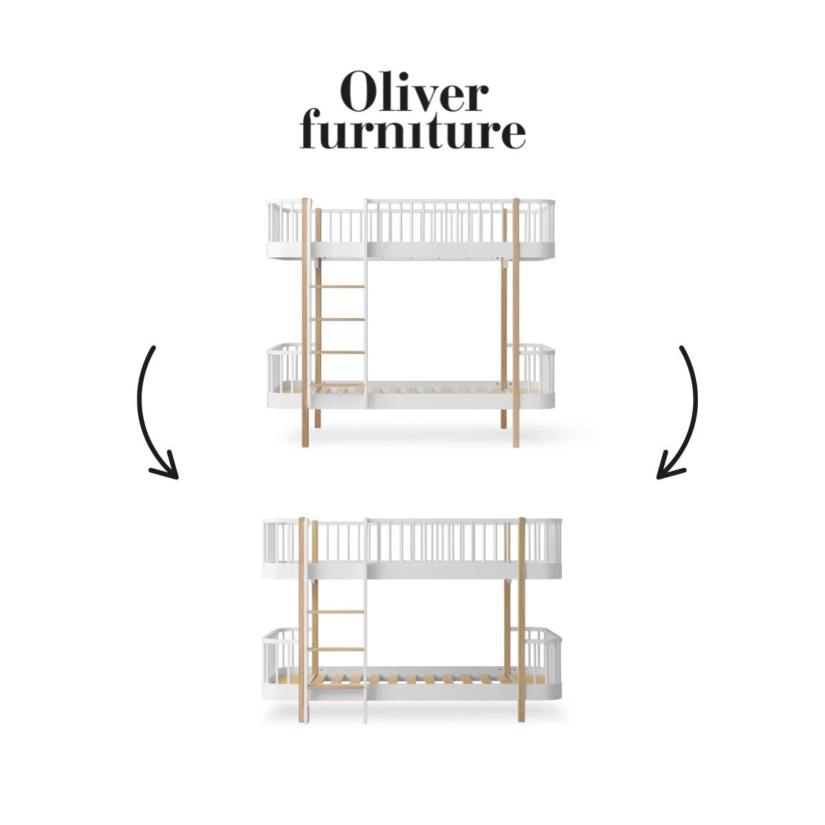 OLIVER FURNITURE-041769 - Kit De Conversion Original, Lit Superposé - En Lit Superposé Mi-haut, Blanc/chêne