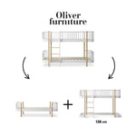 OLIVER FURNITURE-041773 - Kit De Conversion Original, Lit Superposé Mi-haut - En 1 Lit Et 1 Lit Mezzanine Mi-haut 138 Cm, Blanc/chêne