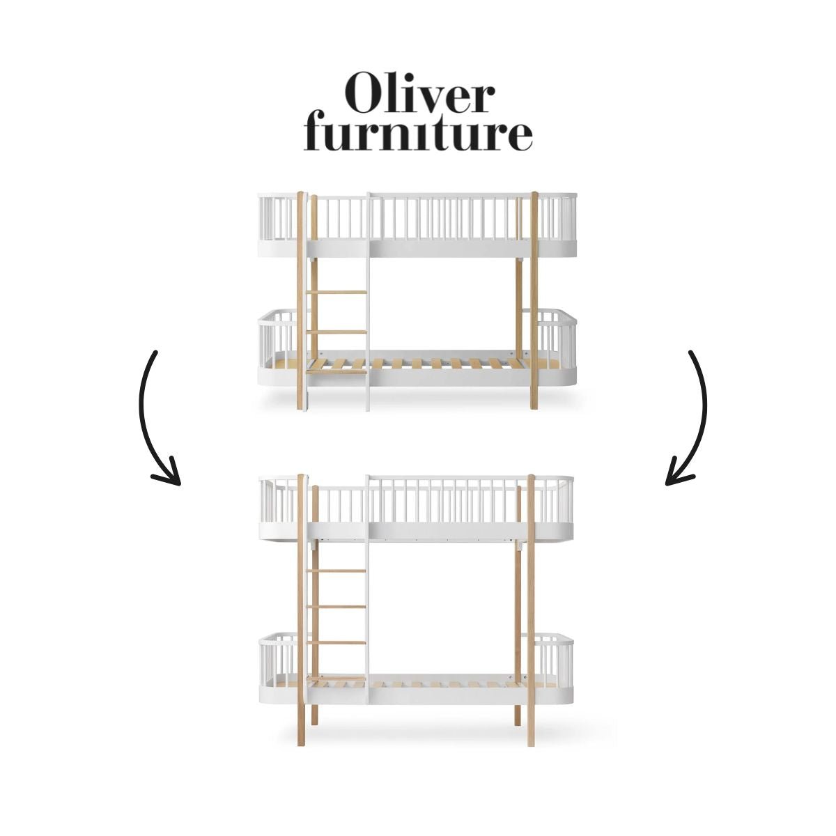 OLIVER FURNITURE-041777 - Kit De Conversion Original, Lit Superposé Mi-haut - En Lit Superposé, Blanc/chêne