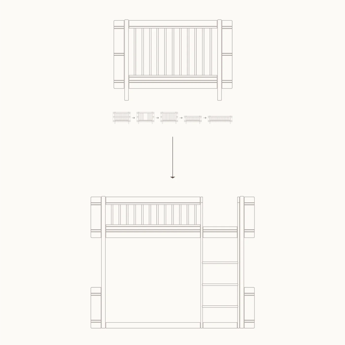 OLIVER FURNITURE-041781 - Kit De Conversion - Lit Bébé Évolutif Mini+, Avec Kit Junior Inclus - En Lit Mezzanine Mi-haut, Chêne
