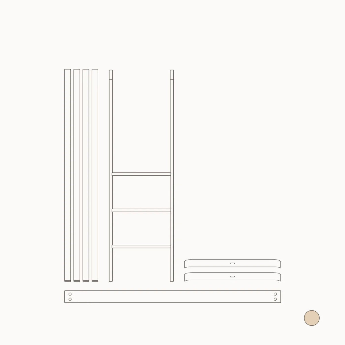 OLIVER FURNITURE-041781 - Kit De Conversion - Lit Bébé Évolutif Mini+, Avec Kit Junior Inclus - En Lit Mezzanine Mi-haut, Chêne