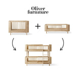 OLIVER FURNITURE-041783 - Kit De Conversion - Lit Bébé Évolutif Mini+ & Lit Junior - En Lit Superposé Mi-haut, Chêne