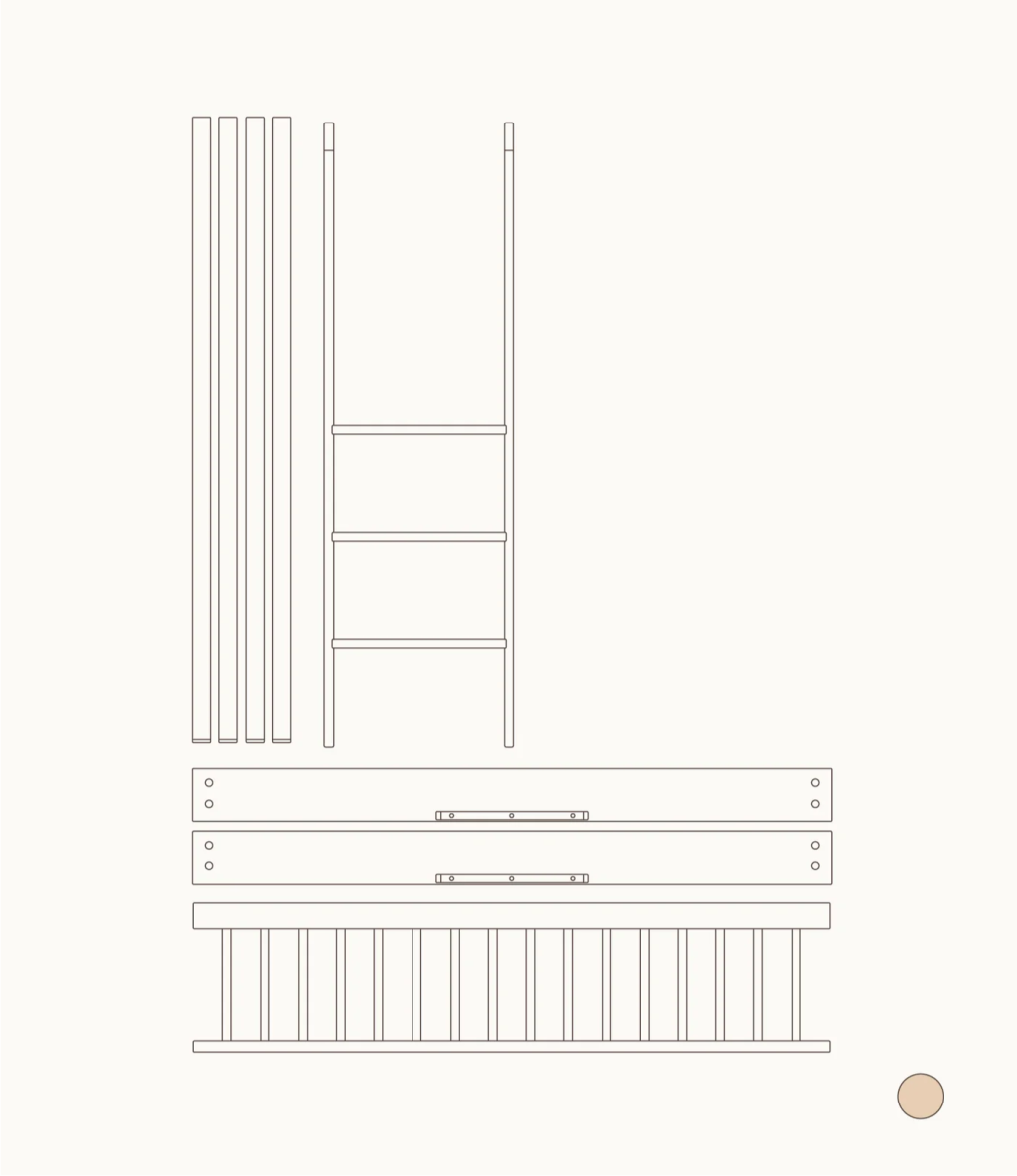 OLIVER FURNITURE-041783 - Kit De Conversion - Lit Bébé Évolutif Mini+ & Lit Junior - En Lit Superposé Mi-haut, Chêne