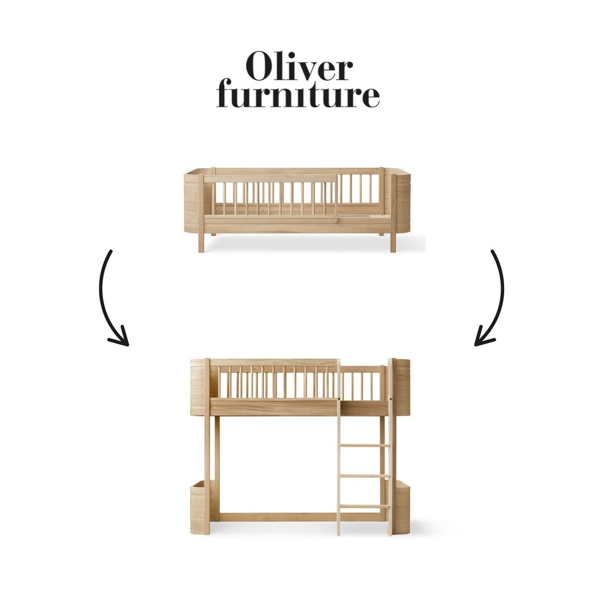 OLIVER FURNITURE-041785 - Kit De Conversion Mini+, Lit Junior - En Lit Mezzanine Mi-haut, Chêne