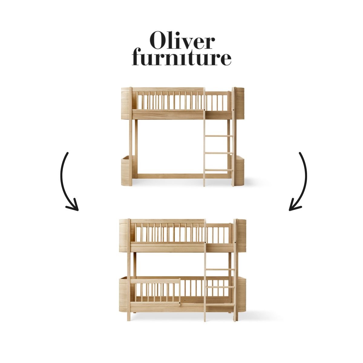 OLIVER FURNITURE-041789 - Kit De Conversion Mini+, Lit Mezzanine Mi-haut - En Lit Superposé Mi-haut, Chêne