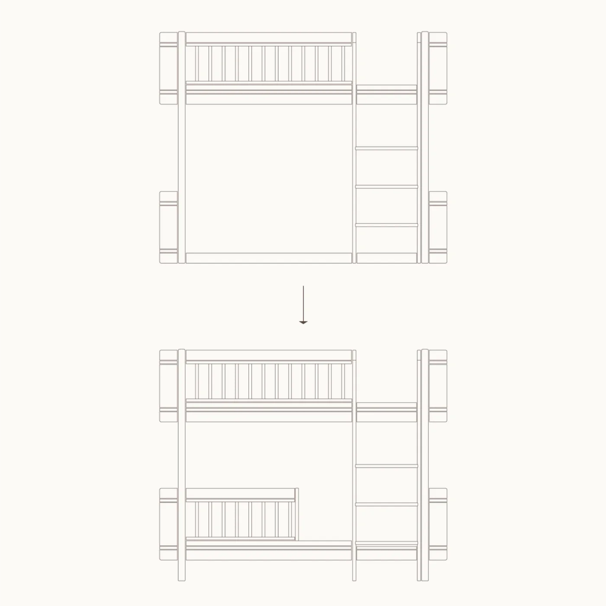 OLIVER FURNITURE-041789 - Kit De Conversion Mini+, Lit Mezzanine Mi-haut - En Lit Superposé Mi-haut, Chêne