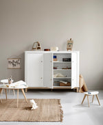 OLIVER FURNITURE-Armoire Multi-Rangement 3 Portes, Blanc/Chêne
