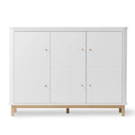 OLIVER FURNITURE-Armoire Multi-Rangement 3 Portes, Blanc/Chêne