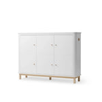 OLIVER FURNITURE-Armoire Multi-Rangement 3 Portes, Blanc/Chêne