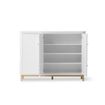 OLIVER FURNITURE-Armoire Multi-Rangement 3 Portes, Blanc/Chêne
