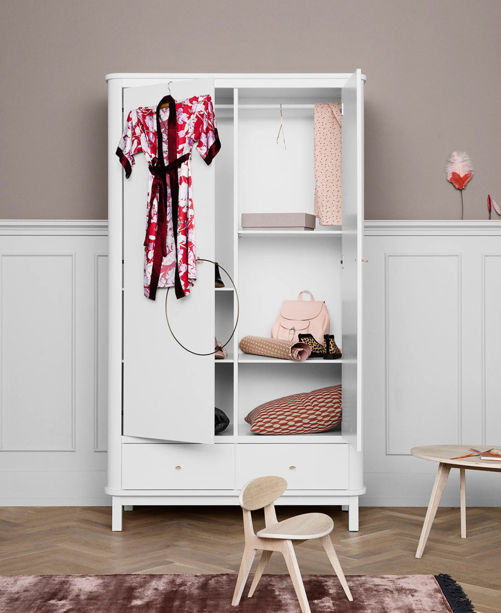 OLIVER FURNITURE-Armoire 2 Portes Wood, Blanc