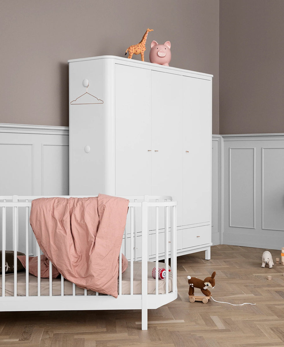 OLIVER FURNITURE-Armoire 3 Portes Wood, Blanc