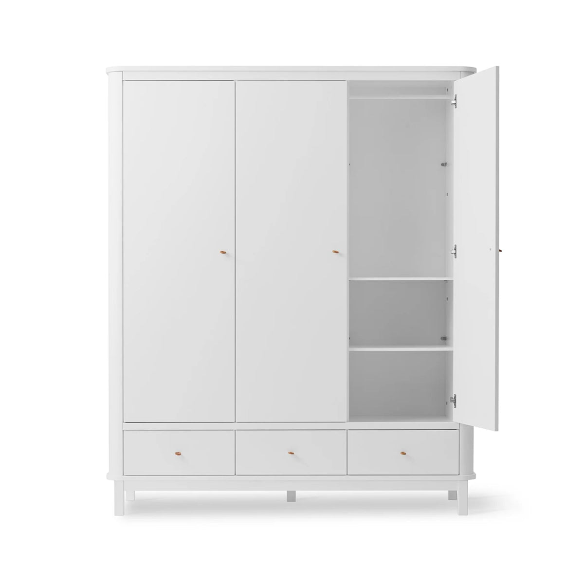 OLIVER FURNITURE-Armoire 3 Portes Wood, Blanc