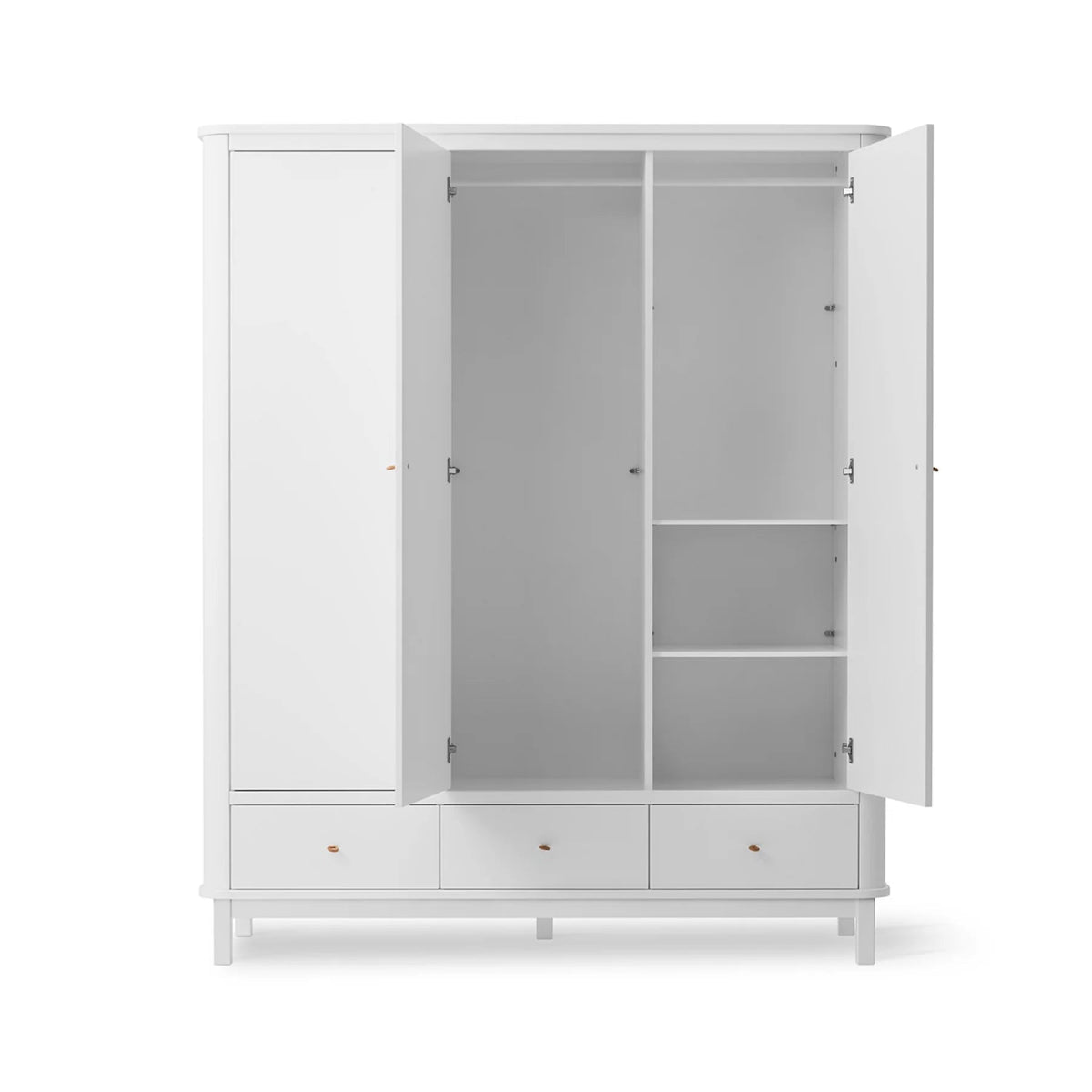 OLIVER FURNITURE-Armoire 3 Portes Wood, Blanc
