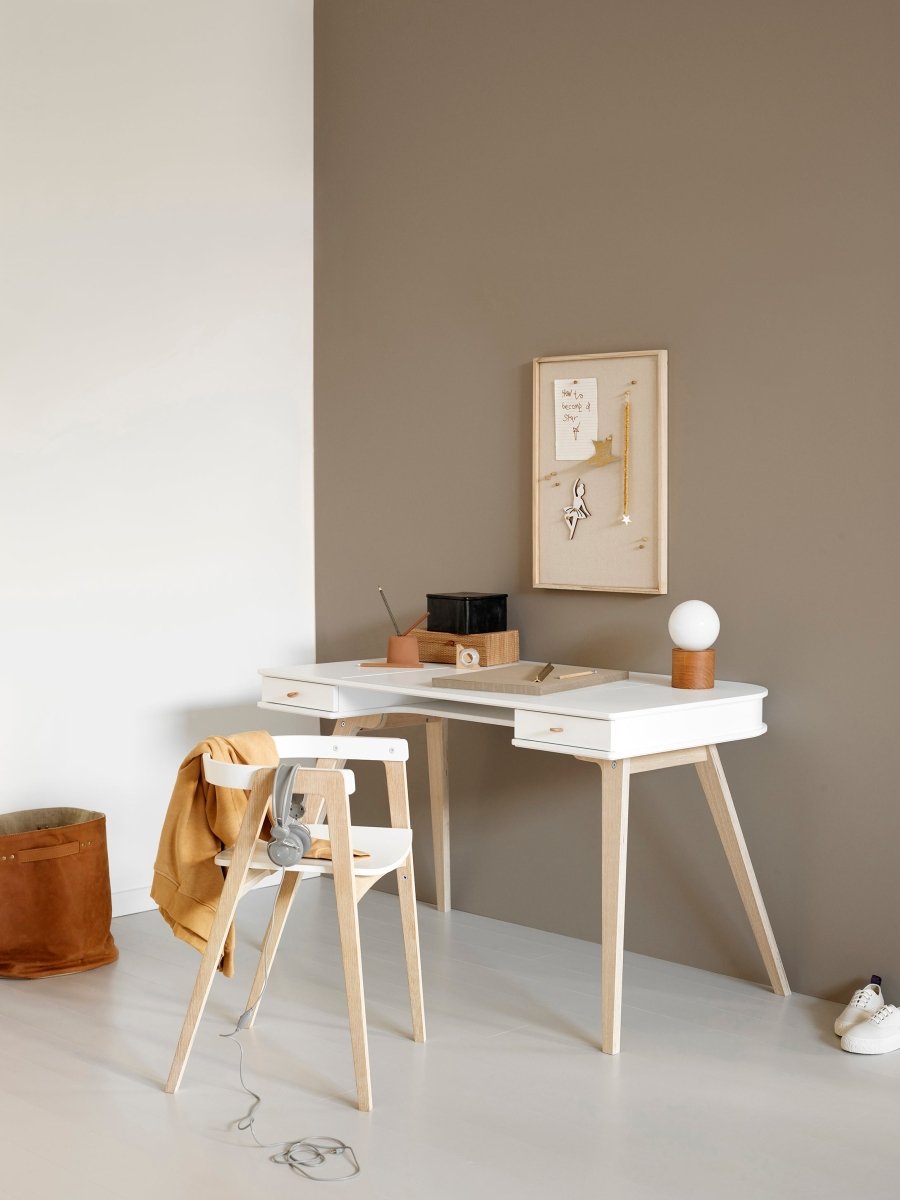 OLIVER FURNITURE-Bureau Wood 66 cm, Blanc/Chêne