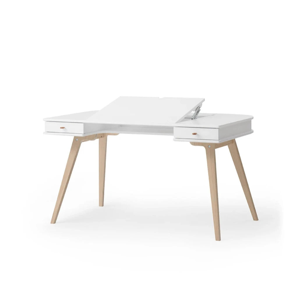 OLIVER FURNITURE-Bureau Wood 66 cm, Blanc/Chêne