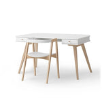 OLIVER FURNITURE-Bureau Wood 66 cm & Chaise Wood Avec Accoudoirs, L'ensemble, Blanc/Chêne