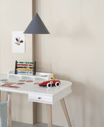 OLIVER FURNITURE-Bureau Wood 66 cm & Chaise Wood Avec Accoudoirs, L'ensemble, Blanc/Chêne