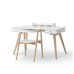 OLIVER FURNITURE-Bureau Wood 66 cm & Chaise Wood Avec Accoudoirs, L'ensemble, Blanc/Chêne