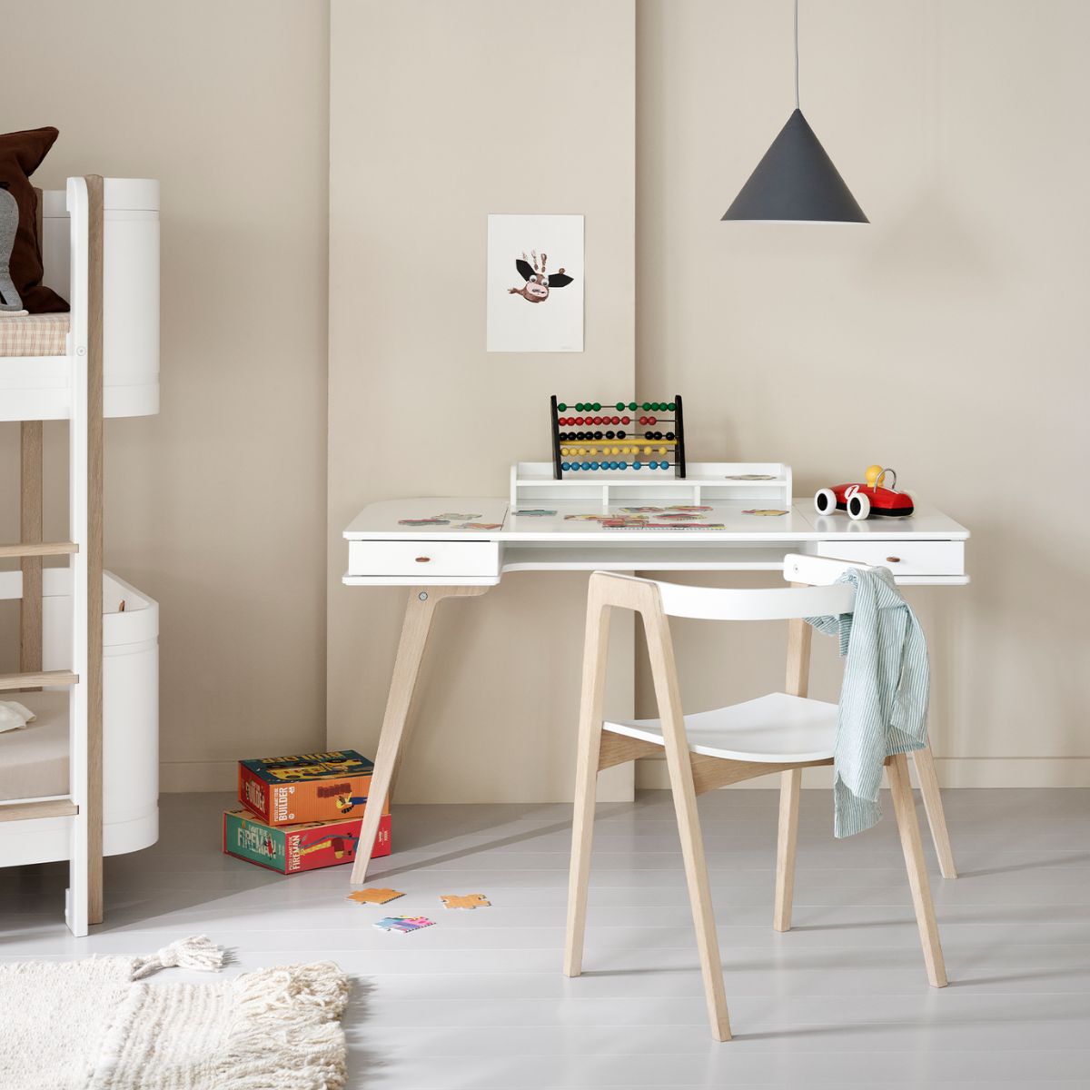 OLIVER FURNITURE-Bureau Wood 72,6 cm, Blanc/Chêne
