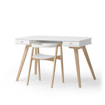 OLIVER FURNITURE-Bureau Wood 72,6 cm & Chaise Wood Avec Accoudoirs, L'ensemble, Blanc/Chêne