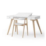 OLIVER FURNITURE-Bureau Wood 72,6 cm & Chaise Wood Avec Accoudoirs, L'ensemble, Blanc/Chêne