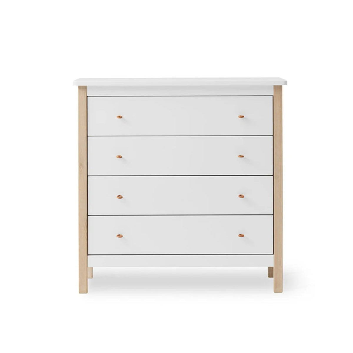 OLIVER FURNITURE-Commode 4 Tiroirs Wood, Blanc/Chêne