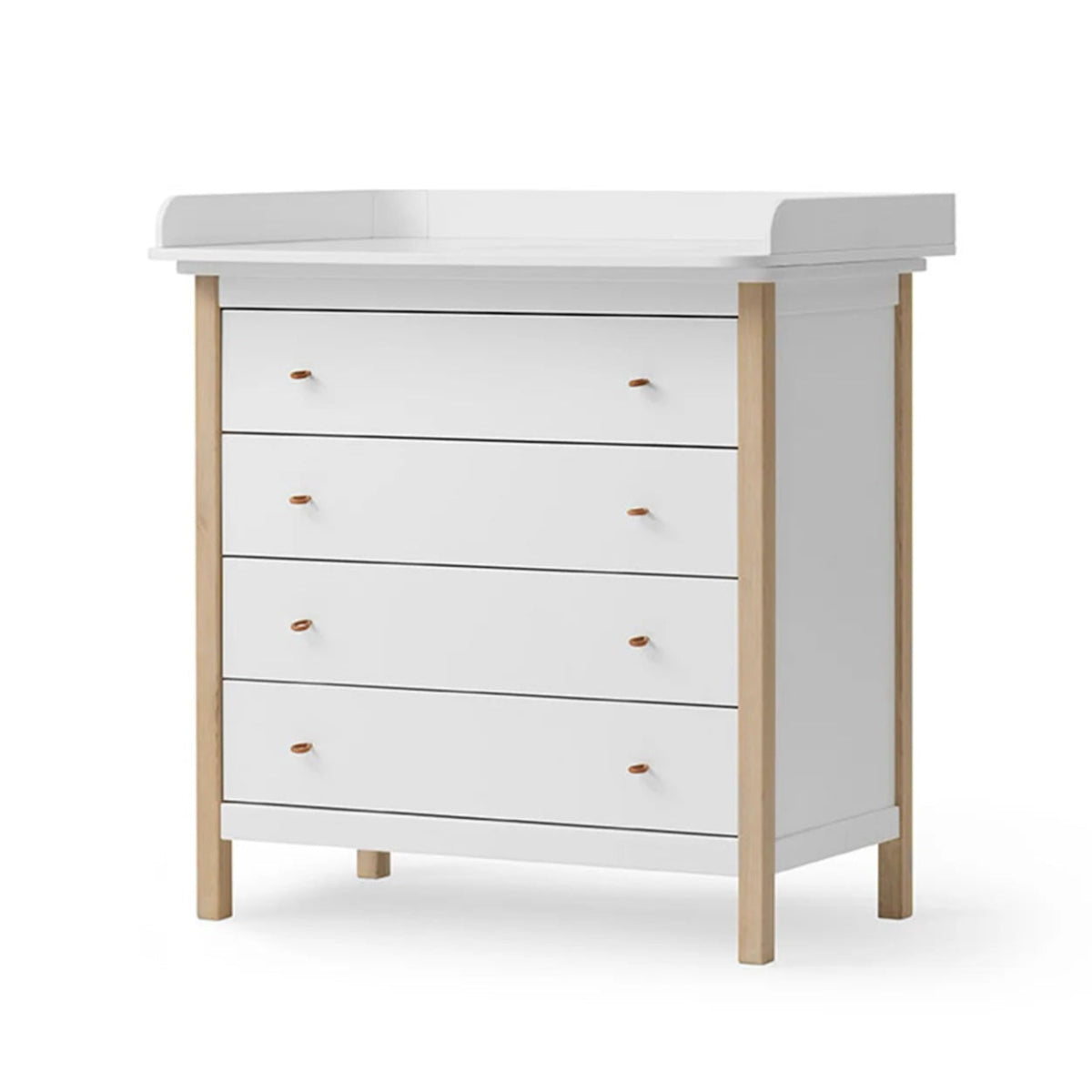 OLIVER FURNITURE-Commode à Langer 4 Tiroirs Wood, Blanc/Chêne