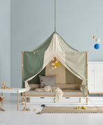 OLIVER FURNITURE-Lit à Baldaquin Camp, Blanc/Chêne 90 x 180 cm