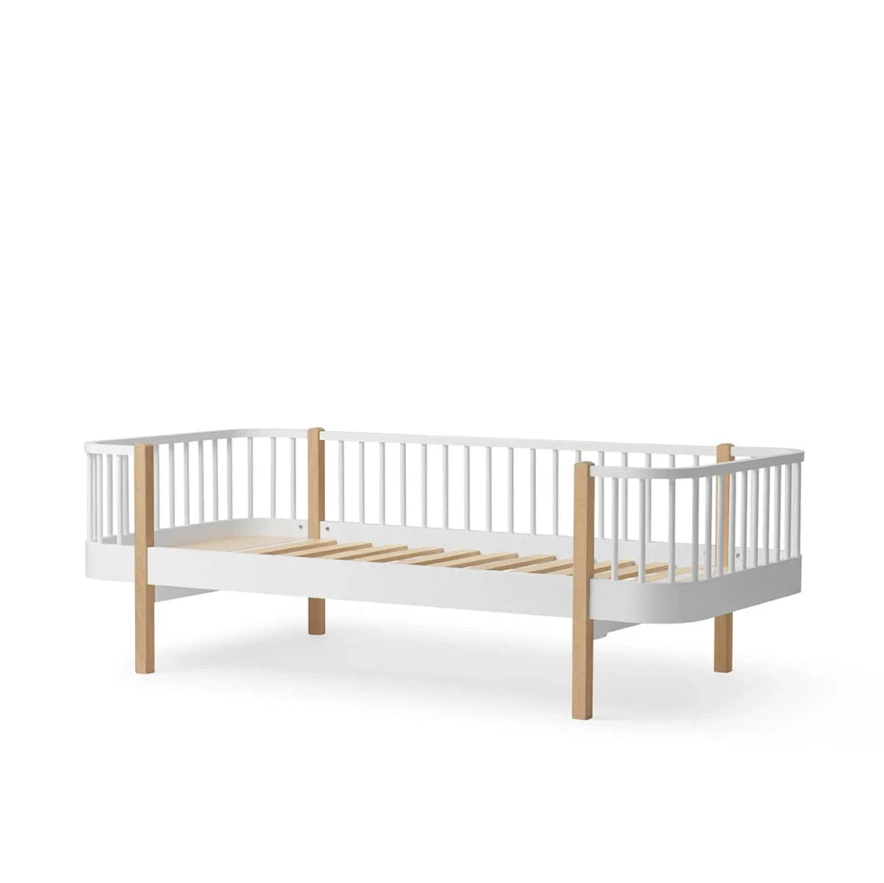 OLIVER FURNITURE-Lit Banquette Wood Original, Blanc/Chêne