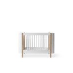 OLIVER FURNITURE-Lit Bébé Évolutif Wood Mini+, Avec Kit Junior Inclus, Blanc/Chêne