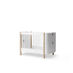 OLIVER FURNITURE-Lit Bébé Évolutif Wood Mini+, Avec Kit Junior Inclus, Blanc/Chêne