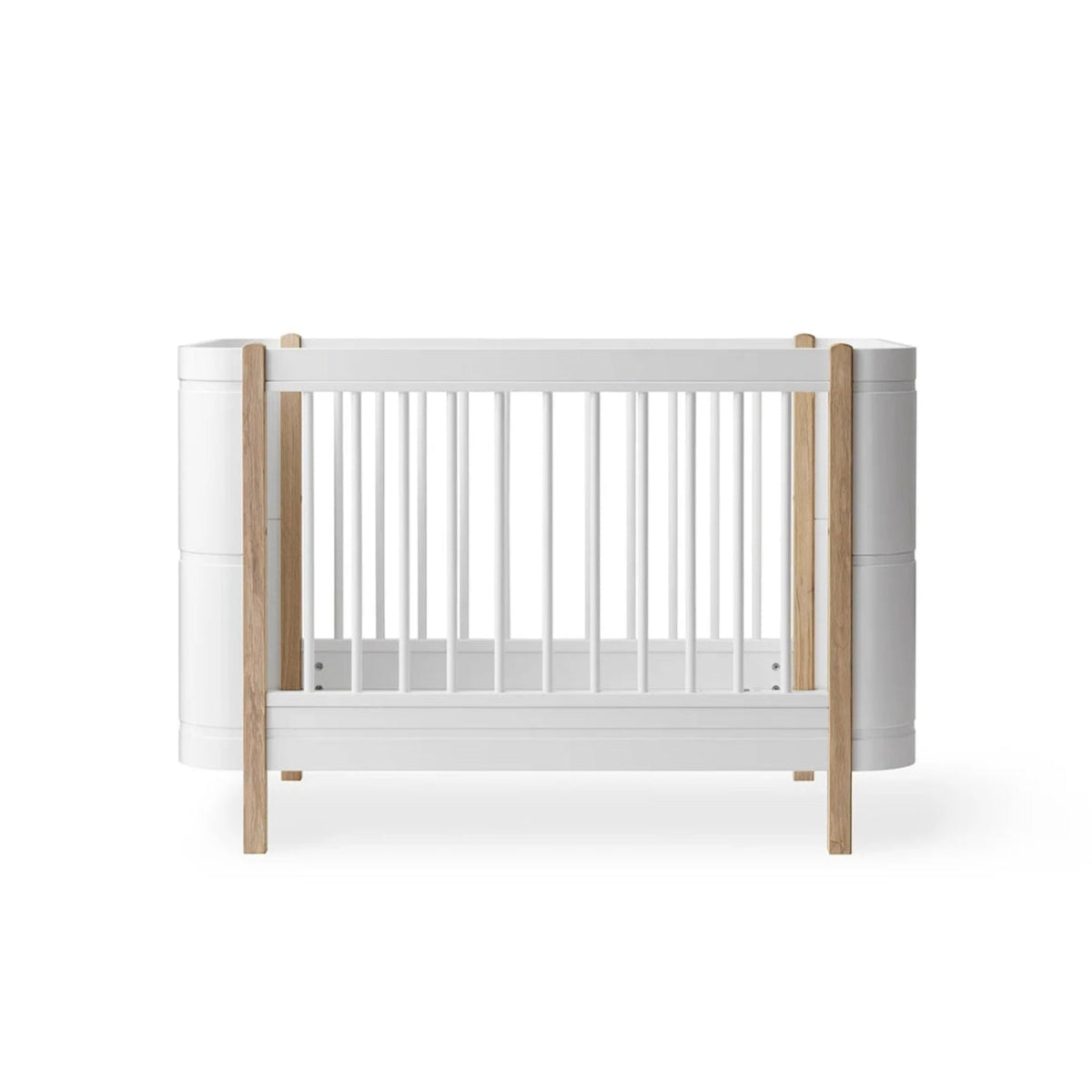 OLIVER FURNITURE-Lit Bébé Évolutif Wood Mini+, Blanc/Chêne