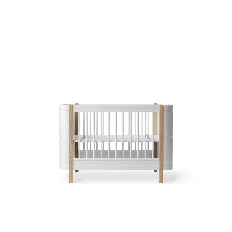OLIVER FURNITURE-Lit Bébé Évolutif Wood Mini+, Blanc/Chêne